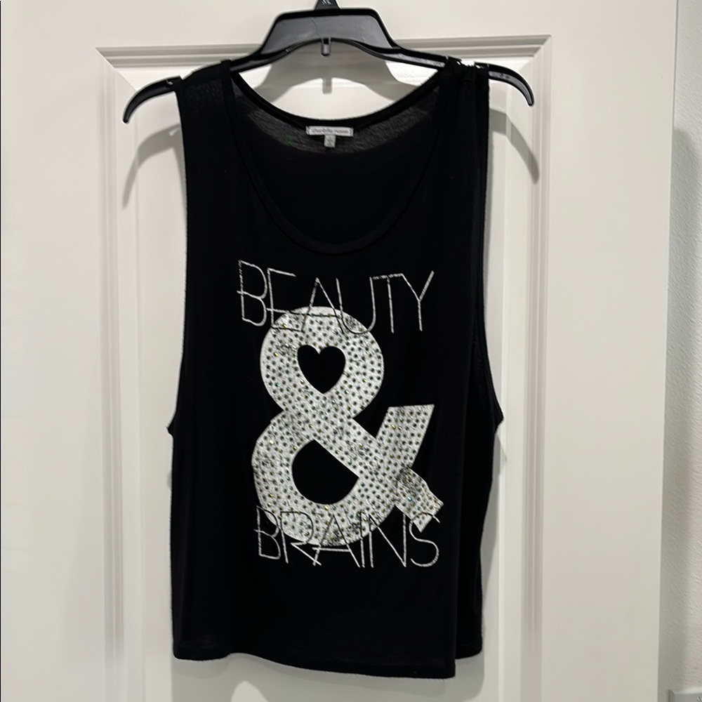 Black Sleeveless Top with Graphic Design
